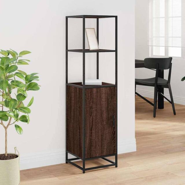 Berkfield Home Highboard Brown Oak 35.5x35x139 cm Engineered Wood & Metal - image 1