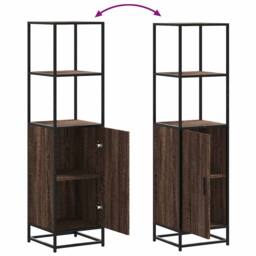 Berkfield Home Highboard Brown Oak 35.5x35x139 cm Engineered Wood & Metal - thumbnail 8