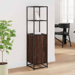 Berkfield Home Highboard Brown Oak 35.5x35x139 cm Engineered Wood & Metal