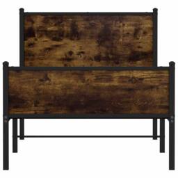 Berkfield Home Metal Bed Frame without Mattress Smoked Oak 75x190 cm Small Single in Brown - thumbnail 5