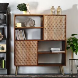 IH Design Koda Retro Display Unit with Shelves & Cupboards in Brown - thumbnail 2