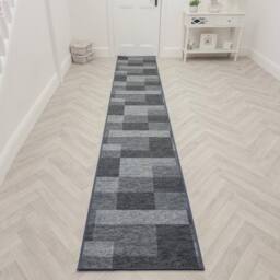 runrug Hallway Runner Rug - Non-Slip, Hardwearing, 5.4mm - 'Icona' in Grey - Size: 100 cm x 360 cm - thumbnail 7