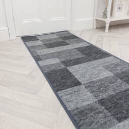 runrug Hallway Runner Rug - Non-Slip, Hardwearing, 5.4mm - 'Icona' in Grey - Size: 100 cm x 360 cm - thumbnail 1