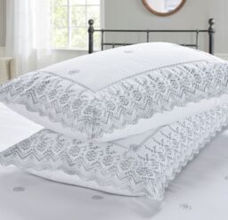 Rapport Home Gabrielle Embroidered Polycotton Floral Duvet Cover Set with Pillowcase in Silver - Size: Double - thumbnail 3