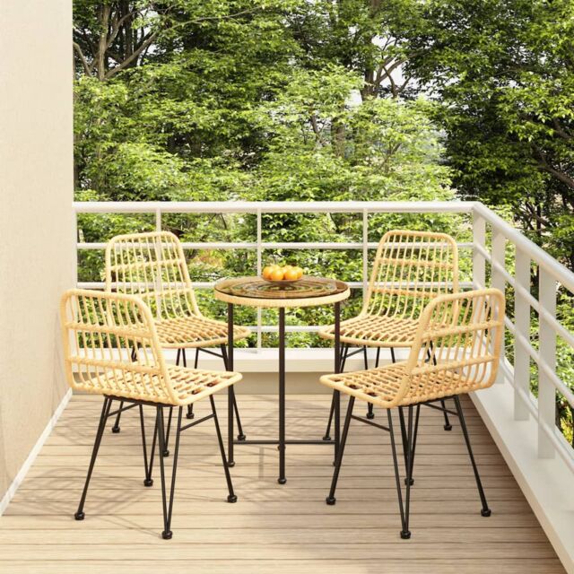Berkfield Home 5 Piece Garden Dining Set Poly Rattan in Brown - image 1