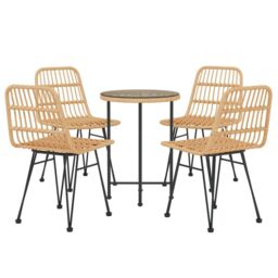 Berkfield Home 5 Piece Garden Dining Set Poly Rattan in Brown - thumbnail 3