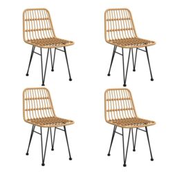 Berkfield Home 5 Piece Garden Dining Set Poly Rattan in Brown - thumbnail 4