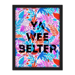 "Artery8 Wall Art Print Woven Flower Typography Scotland Wee Belter Large Framed Wall Décor Art in Black - Size: W18"" x H24""" - thumbnail 1
