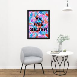 "Artery8 Wall Art Print Woven Flower Typography Scotland Wee Belter Large Framed Wall Décor Art in Black - Size: W18"" x H24""" - thumbnail 2