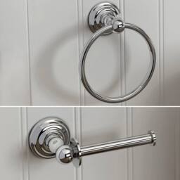 FLAVORA Bathroom Accessory Traditional Set Wall Mount in Silver - Size: 180 cm width x 180 cm drop - thumbnail 2