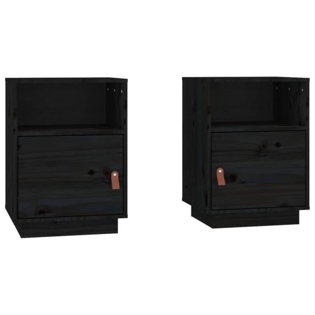 Berkfield Home Bedside Cabinets 2 pcs Black 40x34x55 cm Solid Wood Pine - Size: 40 x 34 x 55 cm - image 1