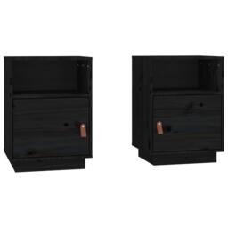 Berkfield Home Bedside Cabinets 2 pcs Black 40x34x55 cm Solid Wood Pine - Size: 40 x 34 x 55 cm