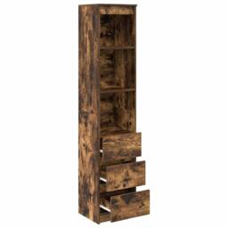 Berkfield Home Highboard Smoked Oak 37.5x35x180 cm Engineered Wood in Brown - thumbnail 5