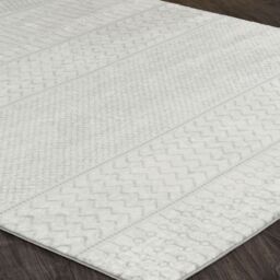 Livabliss Monaco-Geometric Grey Ivory Living Dining Bedroom Rug in Silver - Size: 200 cm x 290 cm - thumbnail 6