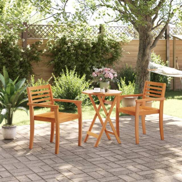 Berkfield Home Beautiful Folding Garden Table √ò60x75 cm Solid Wood Acacia in Brown - Size: 60x75 cm - image 1