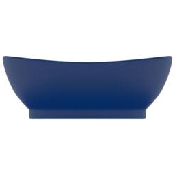 Berkfield Home Luxury Basin Overflow Oval Matt Dark Blue 58.5x39 cm Ceramic - thumbnail 3