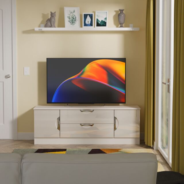 Ready Assembled 2 U Holborn 2 Door 2 Drawer Superwide TV Unit (Ready Assembled) in Taupe - Size: Large - image 1
