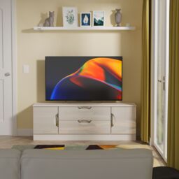 Ready Assembled 2 U Holborn 2 Door 2 Drawer Superwide TV Unit (Ready Assembled) in Taupe - Size: Large - thumbnail 1