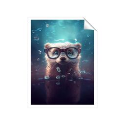 "Warren Reed - Designer Ferret With Glasses Splashart Water Unframed Art Print - Size: W20"" x H30""" - thumbnail 1