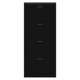 Berkfield Home Shoe Cabinet Black 63x24x147 cm Engineered Wood - Size: 63 x 24 x 147 cm - thumbnail 4