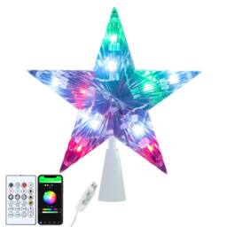 Bright Zeal 19cm Smart RGB Color-Changing LED Christmas Tree Topper Star App&Timer in White