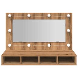 Berkfield Home Mirror Cabinet with LED Artisan Oak 90x31.5x62 cm in Brown - thumbnail 5