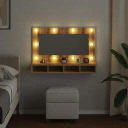 Berkfield Home Mirror Cabinet with LED Artisan Oak 90x31.5x62 cm in Brown - thumbnail 4