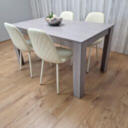 KOSY KOALA Dining Table Set with 4 Cream Stitched Padded Chairs Kitchen Dining Table for 4 Dining Room Dining Set in Mid Grey - thumbnail 2
