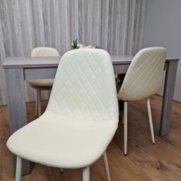 KOSY KOALA Dining Table Set with 4 Cream Stitched Padded Chairs Kitchen Dining Table for 4 Dining Room Dining Set in Mid Grey - thumbnail 5