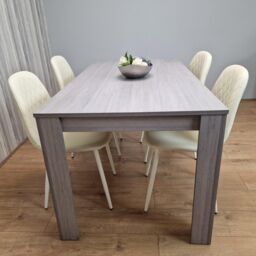 KOSY KOALA Dining Table Set with 4 Cream Stitched Padded Chairs Kitchen Dining Table for 4 Dining Room Dining Set in Mid Grey - thumbnail 3