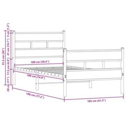Berkfield Home Bed Frame without Mattress with Headboard & Footboard 100x190 cm in Brown - thumbnail 9