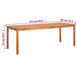 Berkfield Home Garden Table 215x90x74 cm Solid Acacia Wood in Brown - Size: 215 x 90 x 74 cm - thumbnail 6