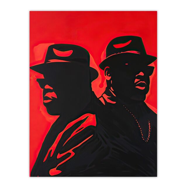 "Artery8 Two Rappers Red Black Portrait Painting Hip-Hop Wall Art Print - Size: W24"" x H32""" - image 1
