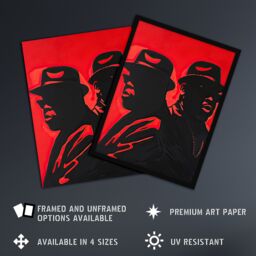 "Artery8 Two Rappers Red Black Portrait Painting Hip-Hop Wall Art Print - Size: W24"" x H32""" - thumbnail 2