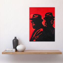 "Artery8 Two Rappers Red Black Portrait Painting Hip-Hop Wall Art Print - Size: W24"" x H32""" - thumbnail 4