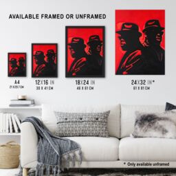 "Artery8 Two Rappers Red Black Portrait Painting Hip-Hop Wall Art Print - Size: W24"" x H32""" - thumbnail 3