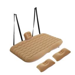KORVIXA Foldable Inflatable Car Air Mattress Bed for Rear Back Seat Rest in Khaki - Size: Double