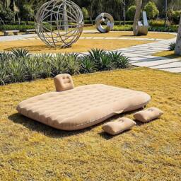 KORVIXA Foldable Inflatable Car Air Mattress Bed for Rear Back Seat Rest in Khaki - Size: Double - thumbnail 5