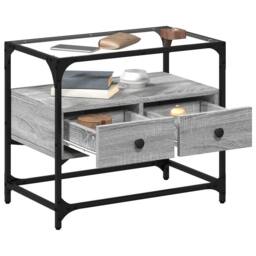 Berkfield Home TV Cabinet with Glass Top Grey Sonoma 60x35x51 cm Engineered Wood - Size: 60 x 35 x 51 cm