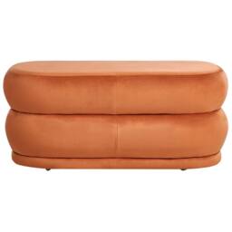 Wyld and Coco Orange Velvet Bench Rectangular Upholstered Accent Stool for Living - thumbnail 3