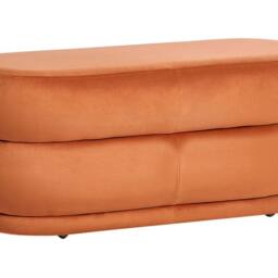 Wyld and Coco Orange Velvet Bench Rectangular Upholstered Accent Stool for Living - thumbnail 2