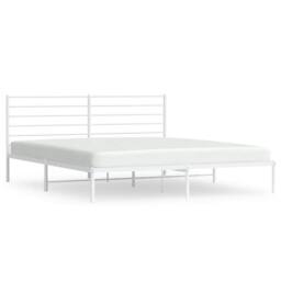 Berkfield Home Metal Bed Frame with Headboard White 193x203 cm - thumbnail 1