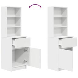 Berkfield Home Bedside Cabinet White 39x35x125 cm Engineered Wood - Size: 39 x 35 x 125 cm - thumbnail 9