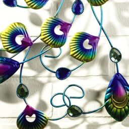 mysmartbuy Peacock Wall Decor - Colourful Metal & Hand Painted Glass Indoor or Outdoor Home Garden Ornament Sculpture - 58 x 52 x 1cm - thumbnail 4