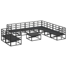 Berkfield Home Garden Sofa Set 10 pcs Black 70 x 70 x 32 cm Aluminium - thumbnail 6