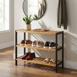 Keplin 3-Tier Bamboo Shoe Rack - Wooden Shoe Organiser with Large Capacity in Natural - thumbnail 8