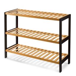 Keplin 3-Tier Bamboo Shoe Rack - Wooden Shoe Organiser with Large Capacity in Natural