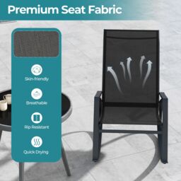 Costway 2 Pieces Patio Rocking Chairs Outdoor Sling Fabric Rockers with Backrest in Black - thumbnail 6