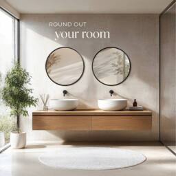 tectake Round Mirror Fiona - Aluminium Frame, Wall Mounted, Minimalist Design in Black - Size: 50 cm x 50 cm - thumbnail 7