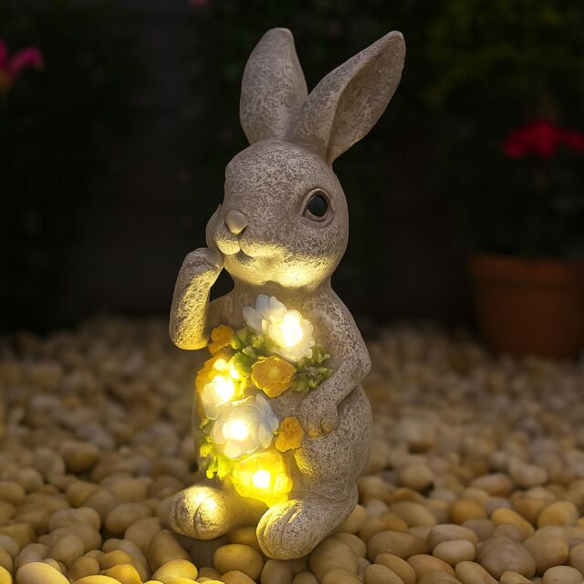 ILFD Group Ltd Solar Bunny Garden Ornament in Grey - Size: 6 Pack - image 1